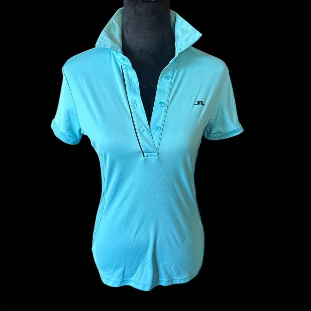 J.Lindeberg Aqua/Turquoise Button-Down Women's Polo